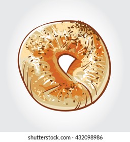Hand drawn vector illustration of a Bagel.