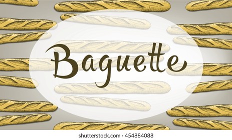 Hand drawn vector illustration of baguette pattern