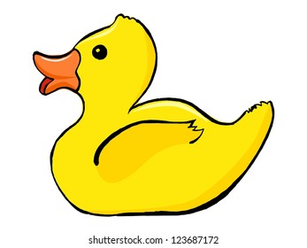 hand drawn, vector illustration of bath duck