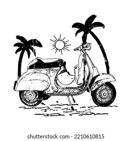 hand drawn vector illustration of the beach