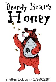 Hand drawn vector illustration of bear poster