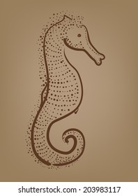 hand drawn vector illustration of a beautiful seahorse