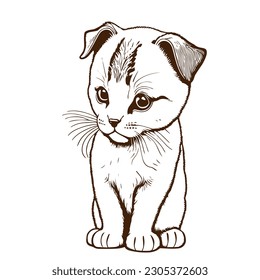 Ilustración vectorial dibujada a mano un bello perro beige triste está sentado en un fondo blanco