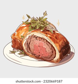 Hand drawn vector illustration of a Beef Wellington