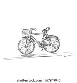hand drawn vector illustration of a bicycle. sketch. 