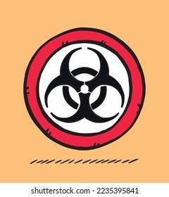 Hand drawn vector illustration of biohazard sign. Graphic is made in doodle style
