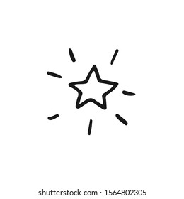 Hand drawn vector illustration in black ink on white background. A nice shining star in doodle style. Isolated outline.