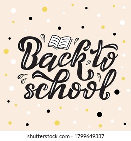 Handgezeichnete Vektorgrafik mit schwarzem Buchstaben auf Farbhintergrund Zurück zur Schule für Poster, Ankündigung, Bildungsdienst, Feiern, Werbung, Infonachrichten, Website, Banner, Vorlage
