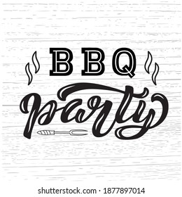 Ilustración vectorial dibujada a mano con la frase "Partido BBQ" para invitación, contenido en medios sociales, publicidad o banner