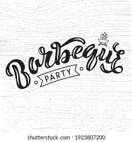 Hand drawn vector illustration with black lettering on white background Barbeque Party for invitation, celebration, social media content, advertising, decor, poster, print, website, banner, template