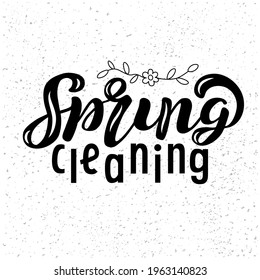 Ilustración de vector dibujada a mano con la frase "Limpieza de primavera" para publicidad, concepto, volante o plantilla
