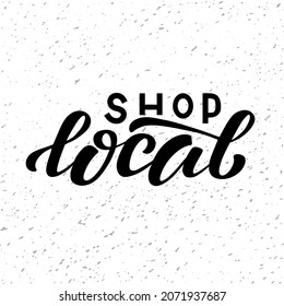 Ilustración vectorial dibujada a mano con letras negras "Shop Local" para publicidad, volante, tarjeta o etiqueta