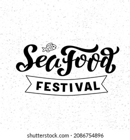 Ilustración de vectores dibujados a mano con la frase "Festival de Alimentos del Mar" para cartelera, invitación, decoración o volante