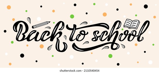 Handgezeichnete Vektorgrafik mit schwarzem Buchstaben Zitat "Zurück zur Schule" für Poster, Ankündigung, Website oder Banner