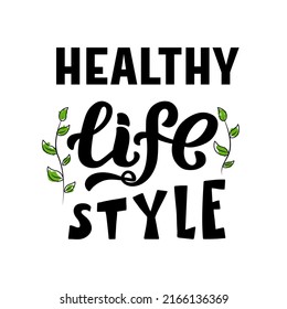 Ilustración vectorial dibujada a mano con el texto "Estilo de vida saludable" para carteles, volantes, publicidad o diseño