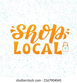 Ilustración vectorial dibujada a mano con letras "Shop Local" para publicidad, anuncio, volante o signo