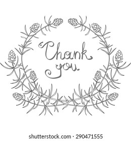 hand drawn vector illustration of black and white pine branch frame 