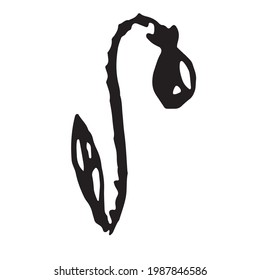 Hand drawn vector illustration of blooming flower. Logo design element for summer collection.