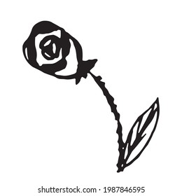 Hand drawn vector illustration of blooming flower. Logo design element for summer collection.