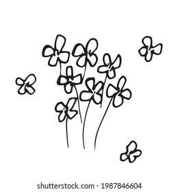 Hand drawn vector illustration of blooming flower. Logo design element for summer collection.
