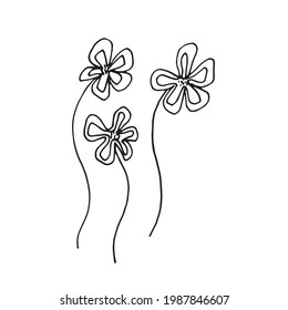 Hand drawn vector illustration of blooming flower. Logo design element for summer collection.
