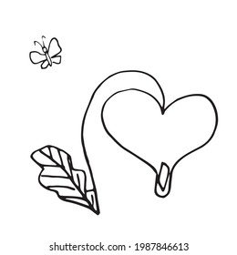 Hand drawn vector illustration of blooming flower. Logo design element for summer collection.
