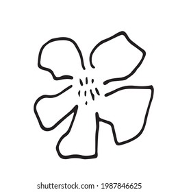 Hand drawn vector illustration of blooming flower. Logo design element for summer collection.