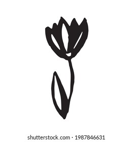Hand drawn vector illustration of blooming flower. Logo design element for summer collection.