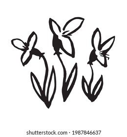Hand drawn vector illustration of blooming flower. Logo design element for summer collection.