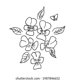 Hand drawn vector illustration of blooming flower. Logo design element for summer collection.