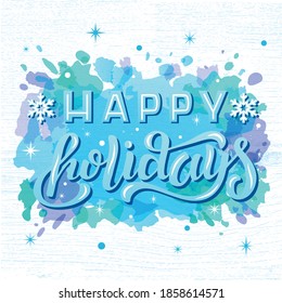 Ilustración de vector dibujada a mano con la cita "Felices Fiestas" para invitación, publicidad, afiche o impresión