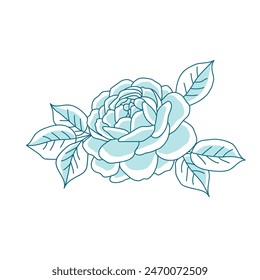 Handgezeichnete Vektorillustration einer blauen Pfingstrosenblume