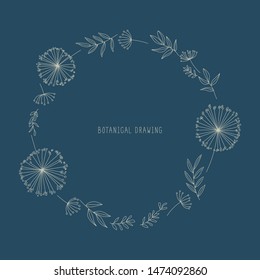 Hand drawn vector illustration. Botanical wreath.