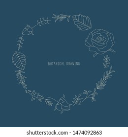 Hand drawn vector illustration. Botanical wreath.