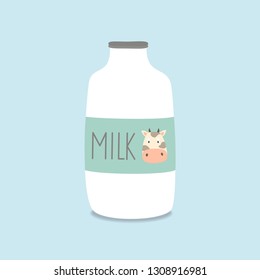Hand drawn vector illustration of bottle with milk. Good for vegetarian and healthy life concept. Great for ingredient label or recipe.