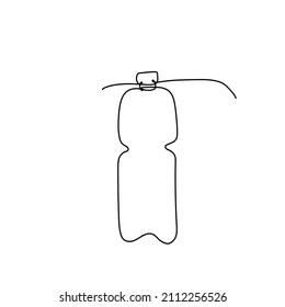Hand drawn vector illustration of a bottle with mineral water in single line style. Cute illustration of sportive bottle icon on a white background.