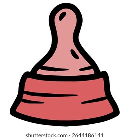 ilustração de vetor desenhado à mão de um mamilo de garrafa, cor rosa