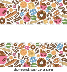 Hand drawn vector illustration for bread shop market, bakery, bakery products, baking, label. eps 10 