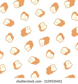 Hand drawn vector illustration of bread pattern on white background in cartoon style. For textile, fabric, wrapping paper. Abstract wallpaper.