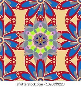 Hand drawn Vector illustration. Of bright elements. Seamless flower pattern can be used for wallpaper, website background, wrapping paper, invitation, flyer, banner or website.