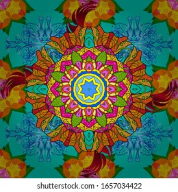 Ilustración de vectores dibujada a mano. De elementos luminosos. El diseño de flores sin soldadura puede ser utilizado para papel pintado, fondo del sitio web, papel envolvente, invitación, volante, banner o sitio web.
