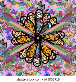 Hand drawn Vector illustration. Of bright elements. Seamless flower pattern can be used for wallpaper, website background, wrapping paper, invitation, flyer, banner or website.