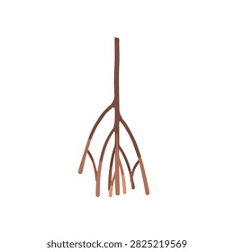 Hand Drawn Vector Illustration of a Brown Mangrove Prop Root System Isolated on White Background
