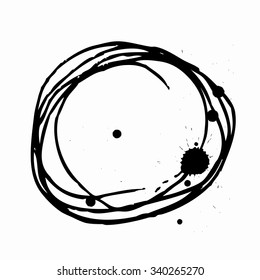 Hand drawn vector illustration with brush strokes, ink drops and paint splashes. 