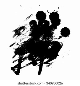 Hand drawn vector illustration with brush strokes, ink drops and paint splashes. Dry brush ink illustration.