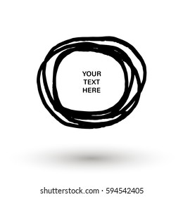 Hand drawn vector illustration of brush strokes. Circle crazy frame. Vector illustration eps10.