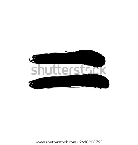 Hand drawn vector illustration with brush touch equals sign. Colored black.