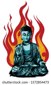 Hand drawn vector illustration of Buddha isolated