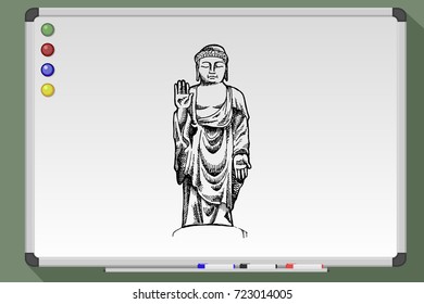 Hand drawn vector illustration of Buddha on whiteboard