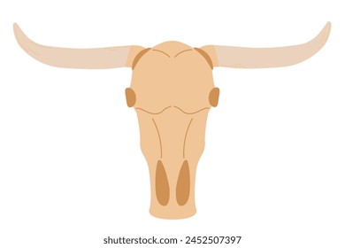 Hand drawn vector illustration of bull and cow animal skull ,isolated on white background. Skull bull Vector sketch illustration. Cowboy aesthetic concept. Wild west, country style.